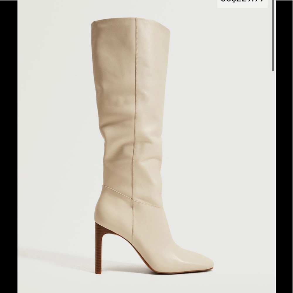 - Mango White Leather Boots 7.5 *new in box*